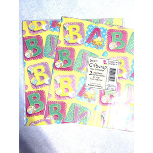 Vintage Baby Shower Gift Wrap Fantastik Blocks